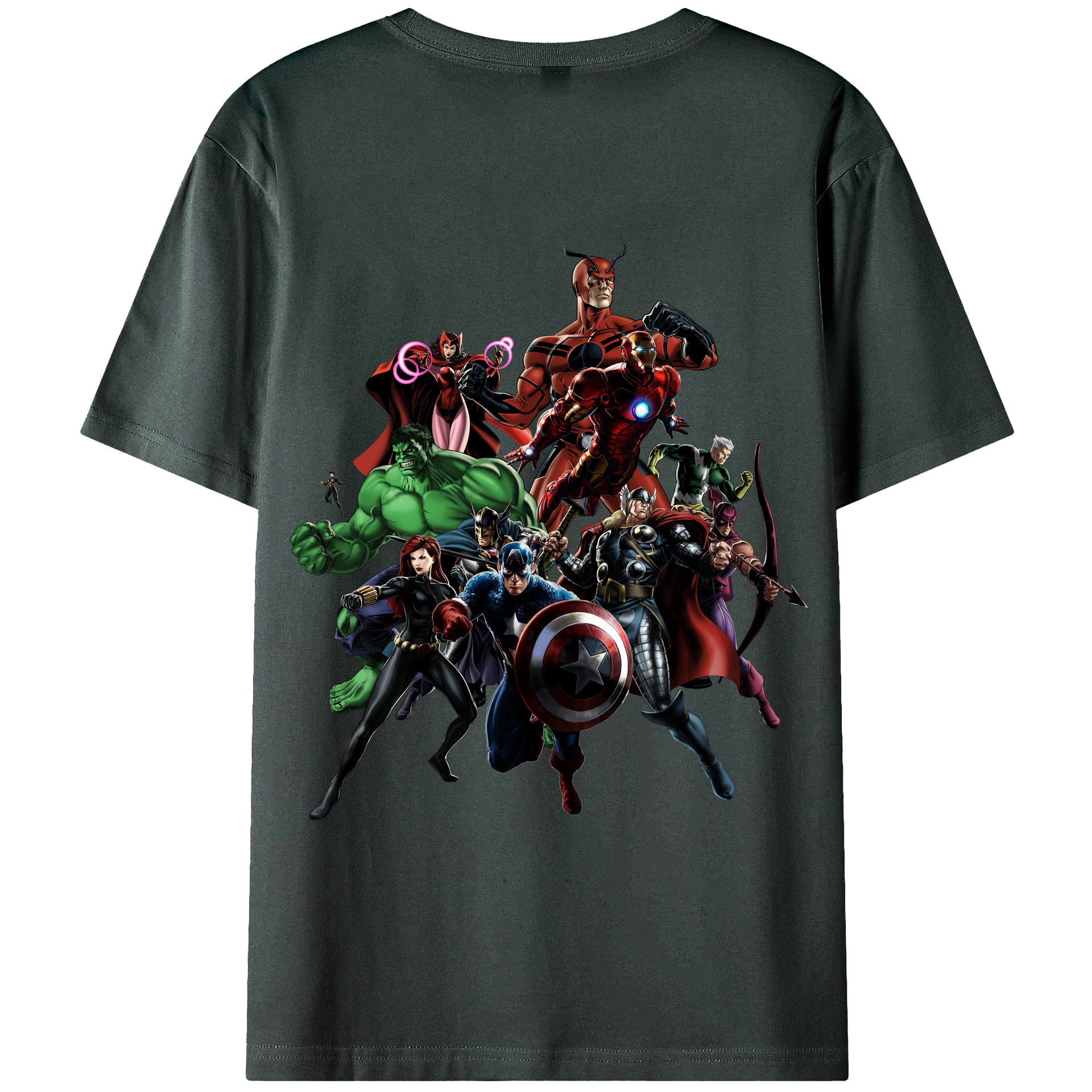 （画像用） アベンジャーズ The Avengers 綿100％ メンズ半袖Tシャツ（バックプリント） 通気性
